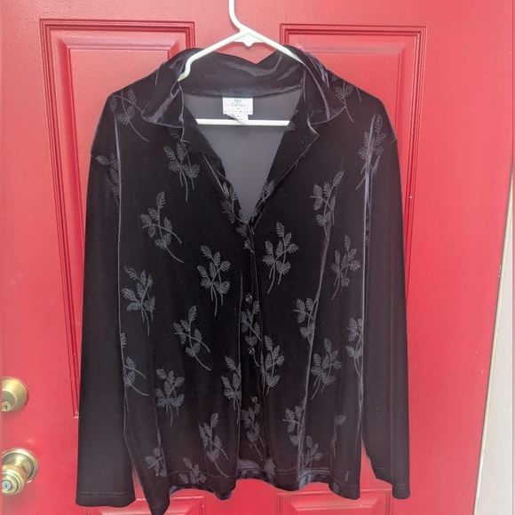 Hot Cotton Velvet Embroidered Shirt Jacket Shacket - Picture 1 of 3